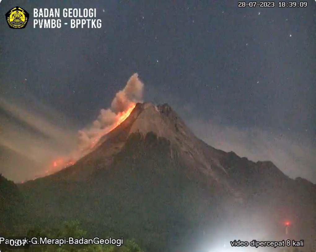 Sabtu Pagi (29/7/23) : Gunung Merapi Gugurkan Lava Pijar 16 Kali