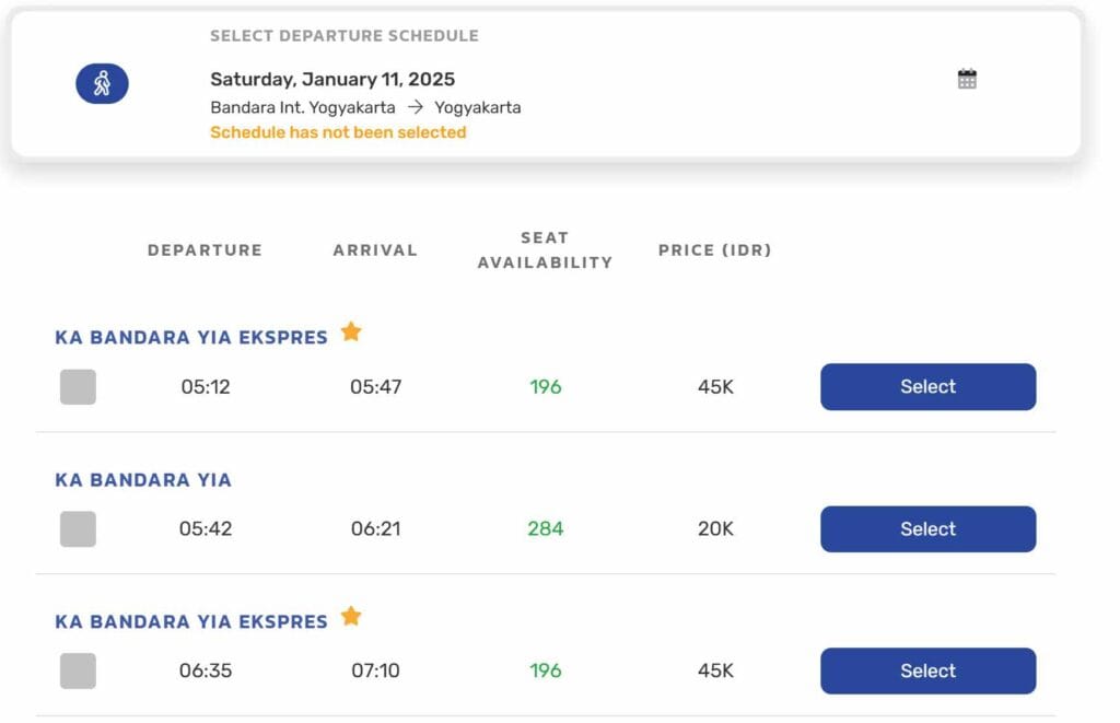 Jadwal Kereta Bandara YIA dan Harga Tiket tahun 2025
