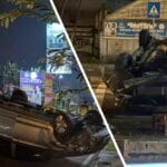 Kecelakaan di Denggung Sleman: Mobil Terbalik di Tengah Jalan pada Dini Hari